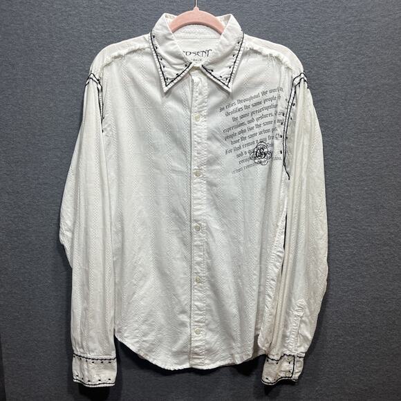 Vintage Godsend Gothic Western Cross Novelty Distressed Shirt White Mens Size L - Picture 3 of 11
